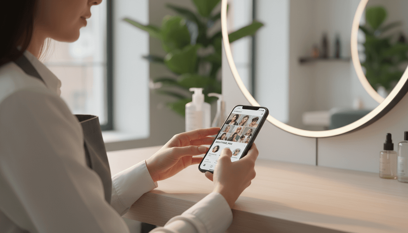 Person browsing a beauty website on a phone
