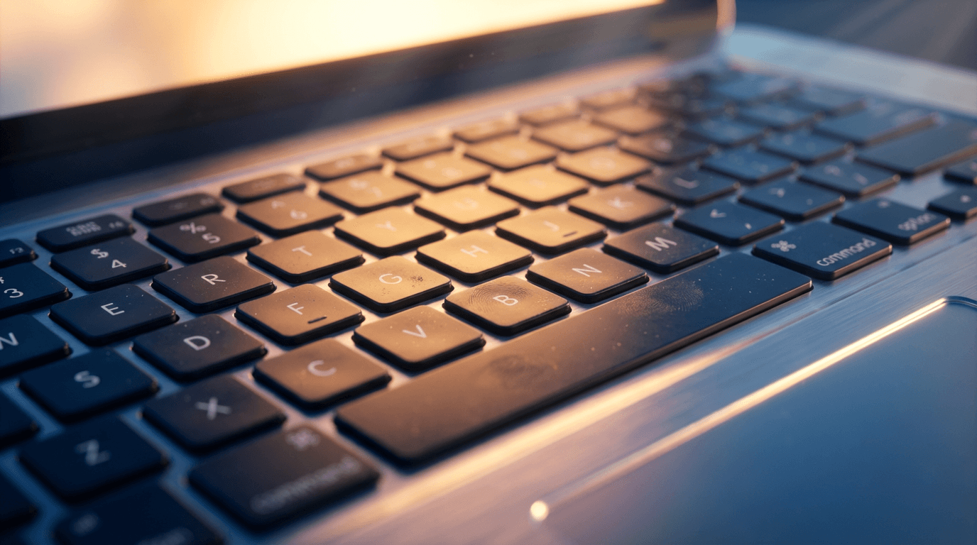 Laptop displaying a website design