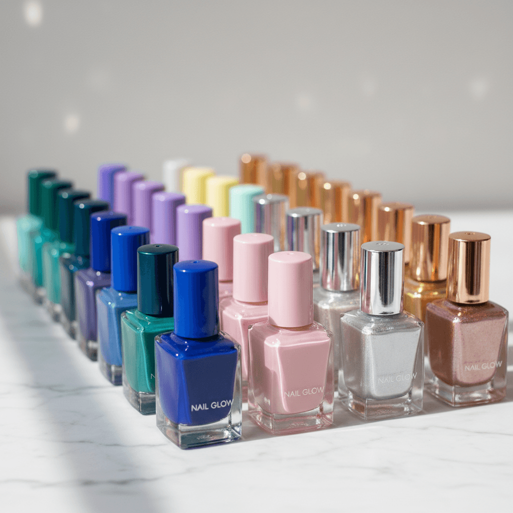 Nail polish display in a salon